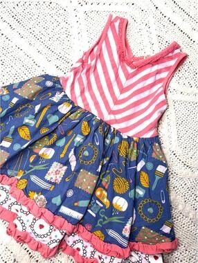 Matilda Jane Girl's Work of Heart Dress Ruffle Stripe Size 4